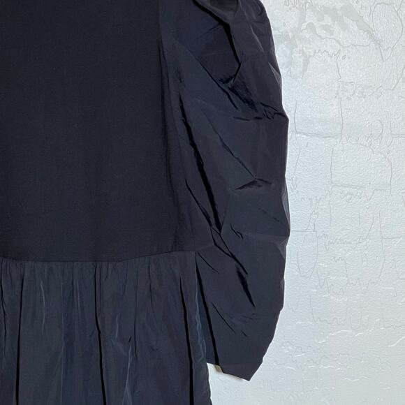 Sea New York Nadja Taffeta Ruffled Puff Sleeve Midi Dress Black Womens Size XS - Picture 9 of 11